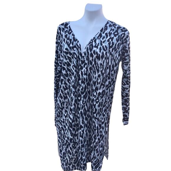 NWT Sweet Romeo leopard print jersey knit open cardigan size Large - Picture 1 of 8
